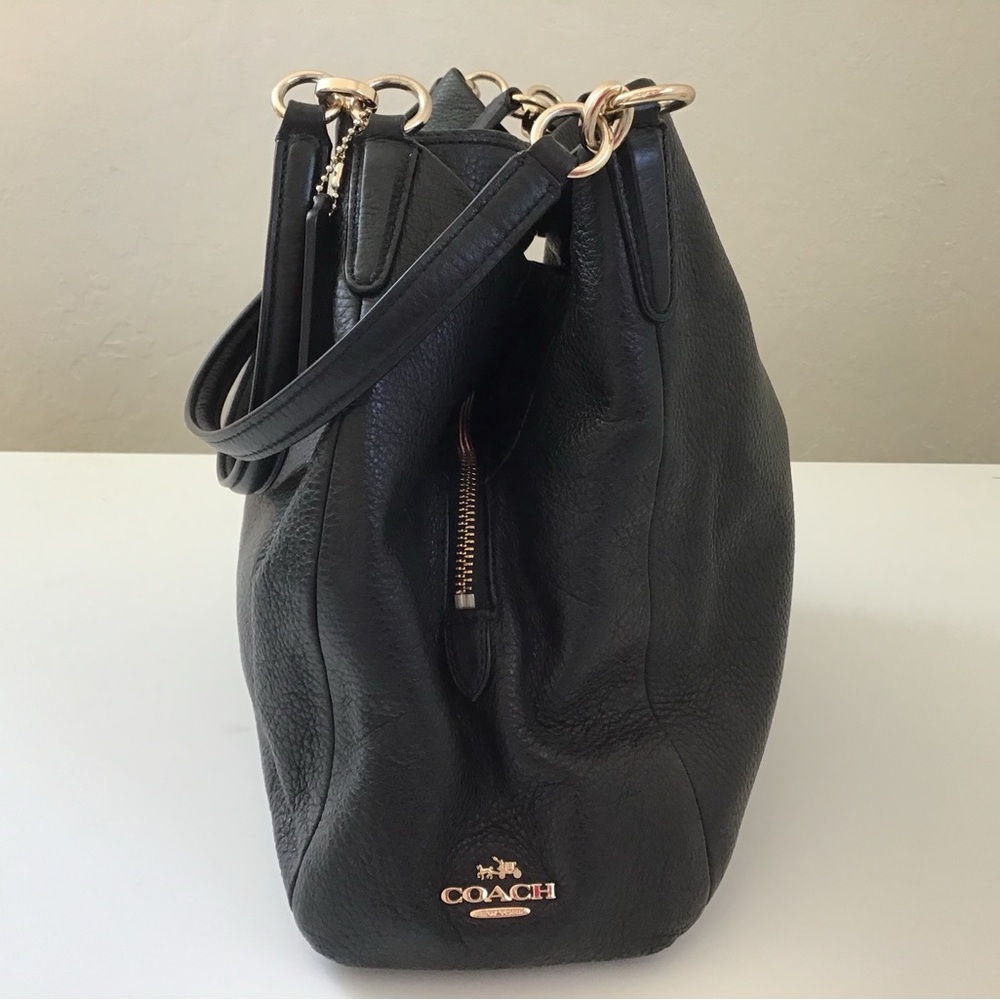 Coach Madison phoebe black pebbles leather 3 compartments shoulder Bag